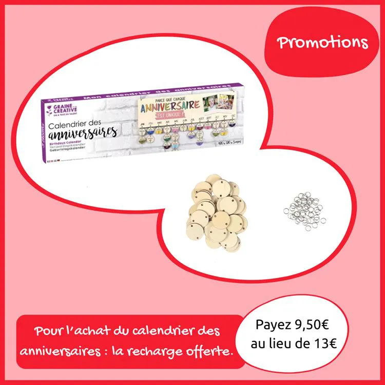 Calendrier des anniversaires = recharge offerte*