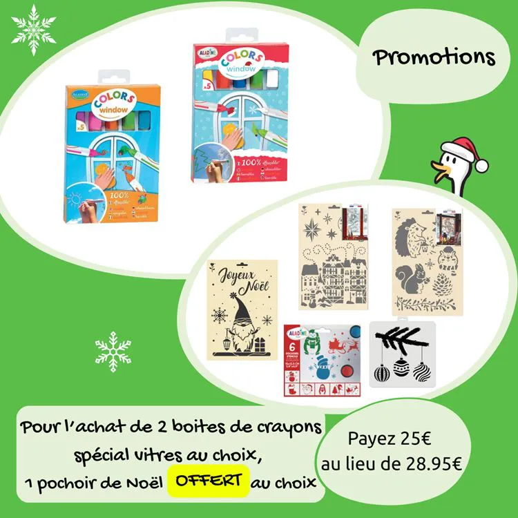 Offre 2 lots de feutres vitres = 1 pochoir offert