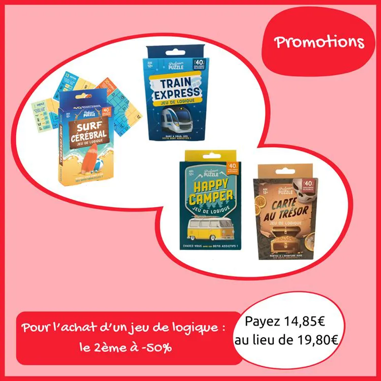 1 jeu de logique achet&eacute; = le 2&egrave;me &agrave; -50%