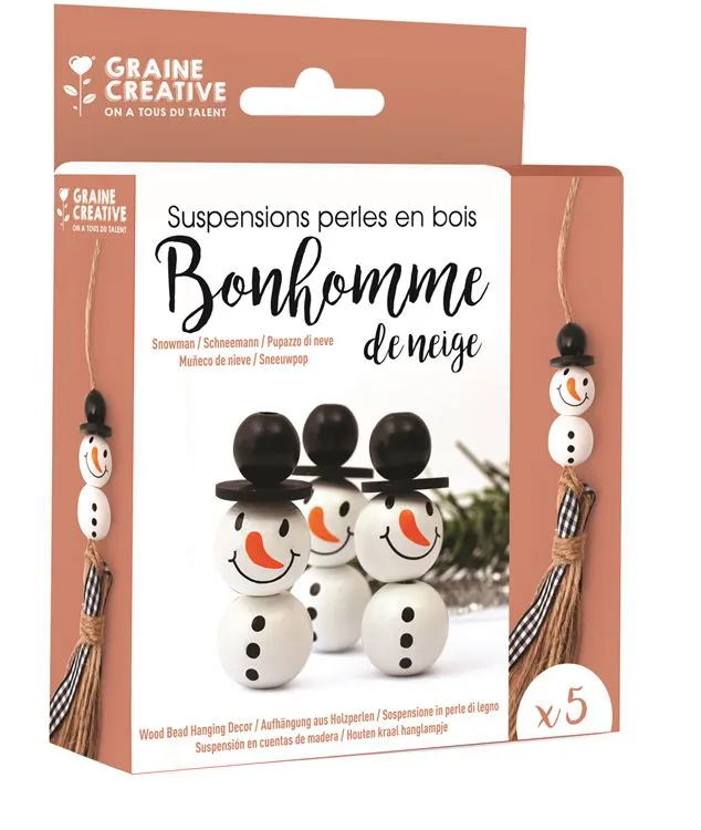 Suspension à créer en bois Bonhomme de neige