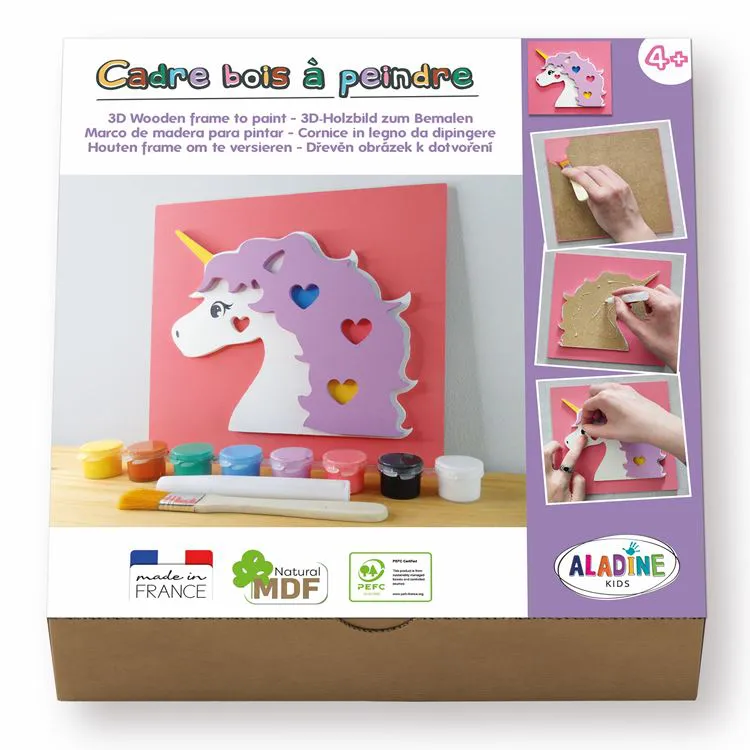 Cadre déco bois - Licorne