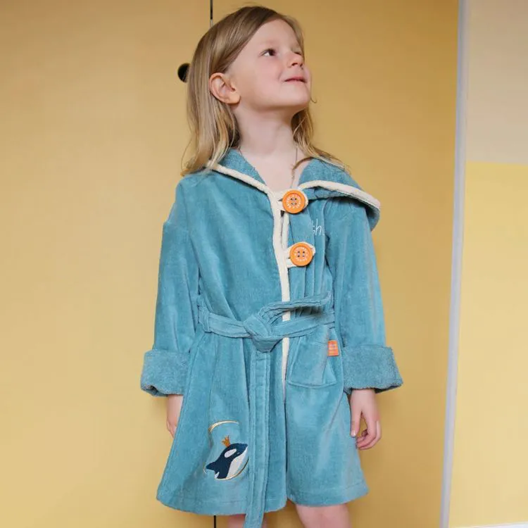 Peignoir Orque couleur océan - 4/6 ans
