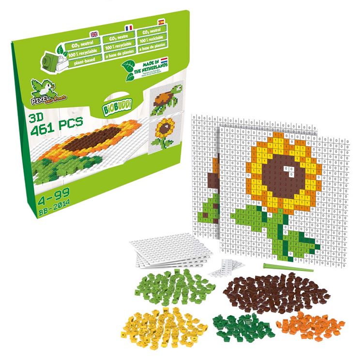 Biobuddi pixel - Tortue et fleur